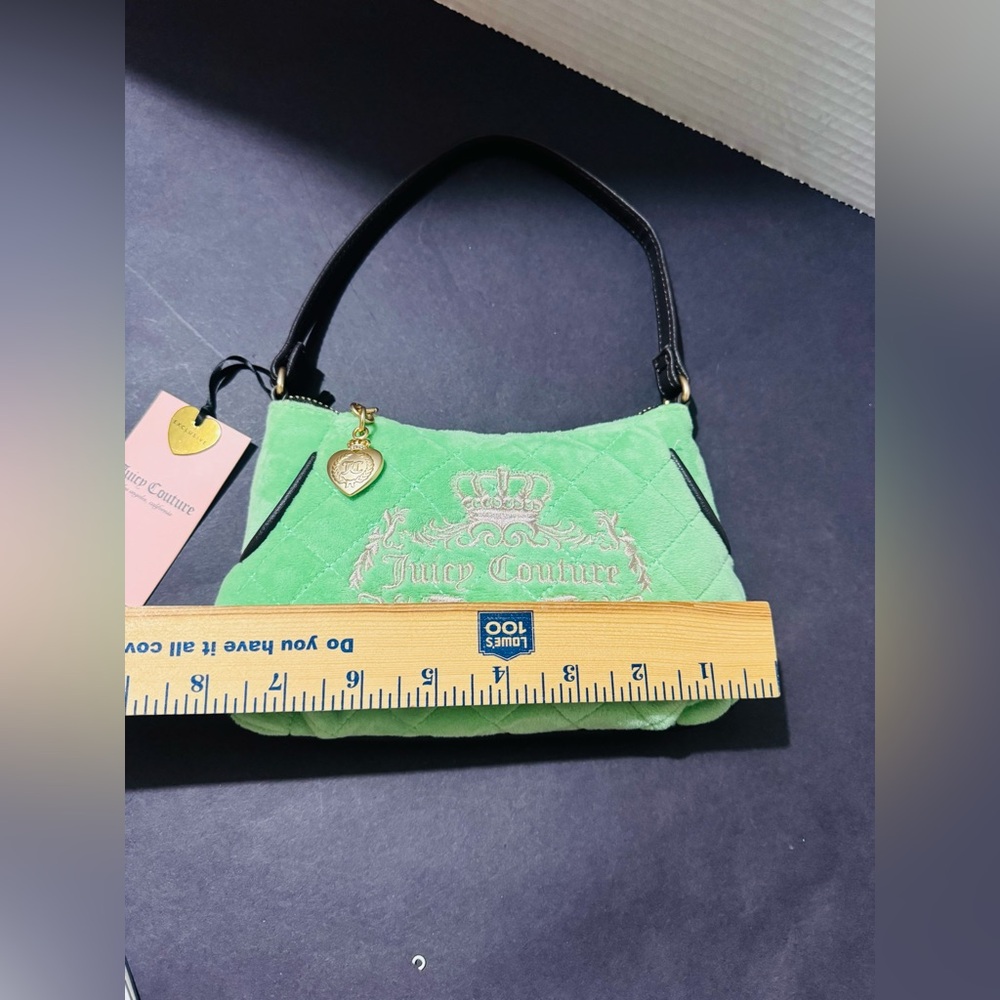 Juicy Couture tale retro Green Quilted mini Shoulder Bag with Gold Charm BNWT - Picture 5 of 9